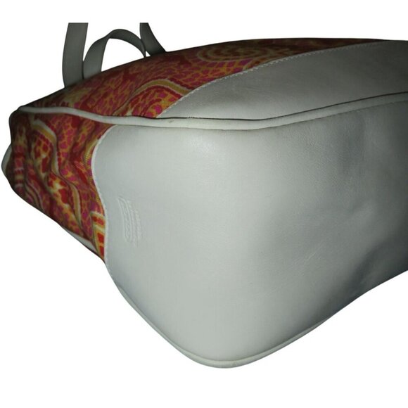 COACH Vintage Red & White Paisley Print Canvas & Leather Tote & white wristlet - Picture 11 of 16